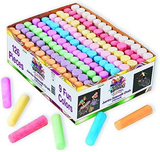 S&S Worldwide Giant Box of Jumbo Sidewalk Chalk, 126 Pieces, 9 Colors - Bulk Set Color Splash Outdoor Colored Chalk for Kids and Toddlers Ages 3+, Non-Toxic