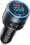 FM Transmitter for Car Bluetooth 5.0, VT Tele FL QC3.0 Bluetooth Car Radio Adapter with LED Backlit, 2 USB Ports Fast Car Charger Adapter, Hi-Fi Music, Siri Voice Assistant, Hands-free Calling, U Disk Supported