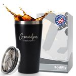 Grandpa Est. 2024 - Gifts for New Grandpa - 16 oz Black Insulated Stainless Steel Tumbler w/Lid for New Grandpas - First Time Grandpa Gifts Coffee Tumbler - Grandpa Grandparents Announcement Gifts