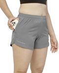 ActiveBug Dual Pocket Shorts for Women for Gym Wear Workout Running Walking Hiking Quick Dry High Performance High Waist (Small, Light Grey)