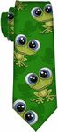 Yekiua Leaping Frog Men's Necktie Funny Cartoon Frog Holiday Festival Funny Ties For Men Formal Occasion Wedding Neck Tie Green