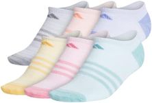 adidas Kids-Girl's Superlite No Show Socks (6-Pair), Halo Mint Green/Light Pink/Orange Tint, Medium