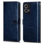 TOUCCH Flip case for Motorola Moto G34 5G| Leather Finish Cover & Flexible Stand Design | Card and Money Pocket | Blue