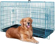 BestPet | Dog Crate | 48" | Blue | Foldable Metal Kennel with Double Doors, Secure Slide-Bolt Latches, Leakproof Tray | Portable Dog Cage for Large Breeds | for Travel, Indoor & Outdoor Use