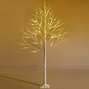 Costway Lighted Birch Tree, White Birch Tree w/Warm White LED Lights, Artificial Christmas Twig Tree for Holiday Festival Christmas Decoration, Artificial Christmas Birch Tree (1.8 M)