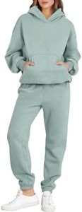 ANRABESS Womens 2 Piece Outfits Lounge Hoodie Oversized Sweatshirt Jogger Sweatpants Y2K Tracksuit Sweatsuit Set Fall Clothes Lake Green X-Small