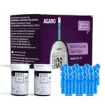 AGARO Blood Glucose Test Strips & Lancets, 50pcs each, Instant Blood Sugar Test at Home, Glucometer Machine, Blood Glucose Monitoring Device, Fast Blood Sugar Testing, Simple & Accurate, GLS-76.