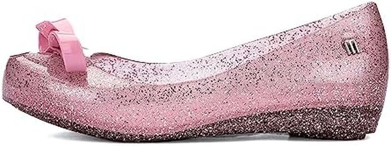 mini melissa Ultragirl Mary Jane Jelly with Bow for Girls, Glitter Pink, 2 Little Kid