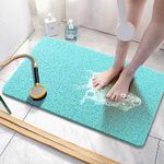 Asvin Soft Textured Bath, Shower, Tub Mat, 24x16 Inch, Phthalate Free, Non Slip Comfort Bathtub Mats with Drain, PVC Loofah Bathroom Mats for Wet Areas, Quick Drying, Green, 24'' x 16''