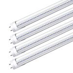 LightingWill LED T8 Light Tube 2FT, Daylight White 5000K, Dual-End Powered Ballast Bypass, 1000Lumens 10W (24W Equivalent Fluorescent Replacement), Clear Cover, AC85-265V Lighting Tube Fixture, 4 Pack