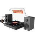 Vinyl Record Player with Speakers | Bluetooth Turntable with AUX & Headphone Jack | Vinyl Player with Speakers, Multi-Playback Options, 45RPM Adaptor and Audio Technica Cartridge | Oakcastle TT200