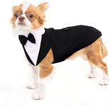 Dog Tuxedo Suit, Dog Clothes Coton Wedding Party Costume Puppy Formal Outfit Festival Shirt Coat Apparel with Detachable Bow Tie Bandana(Black, S)