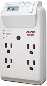 APC Wall Outlet Multi Plug Extender, P4GC, (4) AC Multi Plug Outlet, 1080 Joule Surge Protector with Timer White