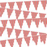 5 Packs Carnival Circus Party Decorations Supplies, Circus Carnival Bunting Banner, Red and White Pennant Banner Triangle Bunting Flag for Carnival Birthday Party, 7.4 x 10.8 Inch