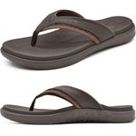 KuaiLu Flip Flops Men Sport Thong Sandals with Comfort Plantar Fasciitis Arch Support Beach Pool Slides for Men Soft Yoga Mat Cushion Size 10 Brown