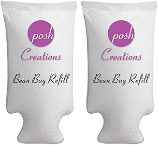 Posh Creations Foam Filling Bean Bag Refill, 100 L 2-PK, White with EZ-Pour Zipper Spout