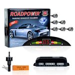 ROADPOWER Car Auto Vehicle Reverse Backup Radar System with 6 Parking Sensors Distance Detection + LED Distance Display + Sound Warning (Gray, 6 Parking Sensors)