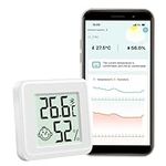 flintronic Room Thermometer Hygrometer Indoor, Bluetooth Digital Mini Room Thermometer with Smart Alert&Data Storage, Compatible with Android and Apple for Baby Home Garage Greenhouse, Cellar