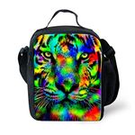 Amzbeauty Kids Back to School Lunch Bag Polyester Durable Insulated Reusable Lunch Box Bag Animal 3D Pattern(Camouflage Tiger)