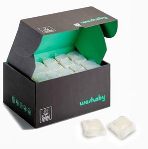 Washaby - Detergente Ecológico Lavadora, 72 cápsulas I Certificado Ecolabel de la UE I Cero Residuos y Sin Plásticos I Detergente Lavadora Ecológico Ropa Blanca y Color I Fragancia Floral