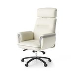 EUREKA ERGONOMIC Office Chairs, Executive Swivel Chair with 130° Reclining Adjustable Headrest Adjustable Height, Computer Chair with Comfortable Cushion, 136 KG, Desk Chair for Home Office, White