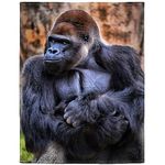 HommomH Gorilla Blanket, Funny Wild Animal, Soft Fluffy Fleece Throw 60"x80", Black