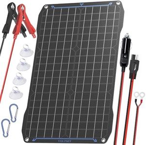 Voltset 30W Solar Panel Car Battery Charger, 12V ETFE Portable Waterproof Solar Power Trickle Battery Charger & Maintainer for Car, Boat, RV, and Motorcycles with Cigarette Lighter & Alligator Clips