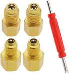 eMagTech 4PCS 1/4'' SAE to 1/2'' AC-ME Adapter R134A Refrigerant Conversion Adapter Brass Vacuum Pump Connector with Valve Core Remover R12 R22 to R134A Adapter