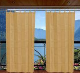 GREEN DECOR HDPE Fabric 85-90% Sun Blockage & UV Protection Detachable Tab Top Balcony & Outdoor Curtains Temperature Reducing for Window&Door Curtains(Beige Color_4.5X9 Feet) Pack of 2 Piece