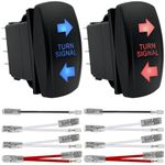 MKBKLLJY 2Pcs Turn Signal Rocker Switch 7Pin ON-Off-ON 12V 20A DPDT Toggle Switch Blue/Red LED Light, with Jumper Wires Set for The ARB/Carling/NARVA 4x4 UTV ATV RZR SXS