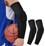 Padded Arm Sleeve Volleyball Arm Sleeves, 2 Pack Honeycomb Elbow Pads Elbow Braces, Basketball Sleeves Football Arm Sleeves (Black, M)