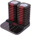 AGJ Restaurant Pager System Touch Keyboard Wireless Calling System 20 Pagers Beeper Buzzer Guest Customer Queue Pagers for Food Truck Church Nursery Clinic Coffee Shop with Buzzer Vibration Flash