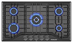 36 Inch Gas Cooktop, GASLAND Chef PRO GH2365EF 5 Burner Gas Stove, Built-in NG/LPG Convertible Gas Cooktops, Gas Countertop Plug-in with Thermocouple Protection, Black