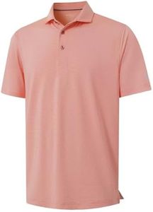 Long Sleeve Polo Shirts for Men Dry Fit Performance Moisture Wicking Sport Pin Striped Mens Golf Shirts, Orange Stripe, Medium