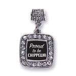 Inspired Silver - Proud to Be Chippewa Memory Charm for Women - Silver Square Charm for Bracelet with Cubic Zirconia Jewelry