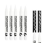 5 PCS White Permanent Marker Pen, White Pen for Black Paper, White Marker Sharpie Pen Permanent Waterproof, Quick Drying for Paper Wood Fabric Rock Glass Plastic(1-2mm 2 Pieces 0.5-5mm 3 Pieces)