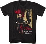 Saw Horror Movie T Shirt Your Choice Live Or Die Adult Short Sleeve T Shirts Vintage Style Graphic Tees Men, Black, XX-Large