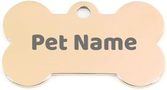 Stainless Steel Bone-Shape Pet Dog Tag Engraved Pet ID Tags Personalised Pet Name Tags Colourful Funny Puppy Pet ID Tags for Small Medium Large Pet (40x21 mm, Rose Gold)