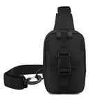 HUNTVP Sling Bag for Men, Mini Cross Body Bag Mens Chest Bags, Lightweight Shoulder Pack Small Cell Phone Holder Women Man Bag for Holiday Vacation Travelling Cycling Sports Outdoor (Type1-Black)