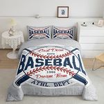 Homewish Baseball Comforter Set Vintage Sports Baseball Bedding Set 2pcs for Kids Boys Teens Sports Theme Duvet Insert Soft Polyester Down Comforter with 1 Pillowcase, Twin Size