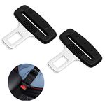 Universal Seat Belt Clip, 2PCS Alarm Stoppers for Car Seat Belt Buckles, Metal Car Seat Belt Plugs, Universal Auto Metal Car Interior Accessories (Black)