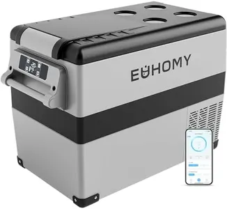 EUHOMY 12 Volt Refrigerator, 48QT(45L) Electric Cooler, 12V Fridge APP Control, 12V Cooler -4℉~68℉, Portable Freezer 12/24V DC 110-240V AC for Camping, Travel, Truck, Home