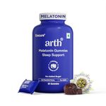 Arth 5mg Melatonin Gummies For Deep Sleep, Relaxation & Calmness -30 Sleep Gummies for Men & Women | L-Theanine, Chamomile & Passion Flower | Regulates Sleep Cycle | No Added Sugar | Cranberry Flavour
