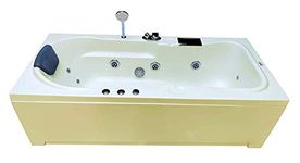 MADONNA Rex 5.5 Feet Acrylic Bathtub with Whirlpool Massage, Bubble Bath, Back Massager and Filler System (Ivory)