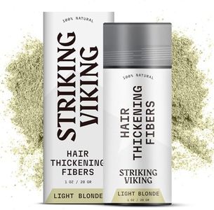 Striking Viking Hair Fibers for Thinning Hair - Hair Building Fibers (Light Blonde) 28g - Naturally Derived Formula - Long Lasting Hair Powder for Undetectable, Thicker Looking Hair for Men & Women