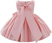 IBTOM CASTLE Flower Girls Wedding Dress Kids Pageant Bridesmaid Dress Baby Silky Satin Bowknot Toddler Girl Pirncess Birthday Party Christening Baptism Dress Formal Prom Gown, Pink - Bow, 3-4 Years