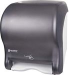 San Jamar Classic Smart Essence Plastic Paper Towel Dispenser for Bathroom, Adjustable Paper Lenth Reduces Waste, Programmable Delay, Black