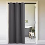 NICETOWN Closet Curtain for Bedroom Door Privacy, Faux Folding Accordion Doors, Blackout Noise Reducing Room Divider Curtains for Doorway Laundry Room Bifold Door (1 Panel, 5ft Wide x 9ft Long, Grey)