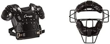 Champion Sports Umpire Chest Protector: 17 Inch Lightweight Soft Shell Umpire Armor for Softball & Baseball Equipment & Adult Extended Throat Guard Baseball Mask for Umpires and Catchers, Black