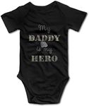 OASCUVER My Daddy is My Hero Toddler Baby Short Sleeves Jumpsuits, Black, 3 Months